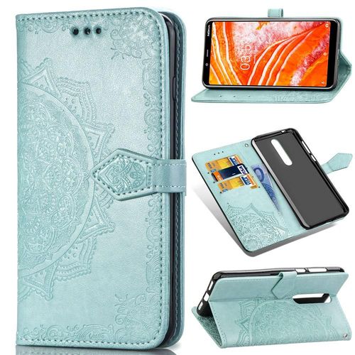 Étui Pour Nokia 3.1 Plus Antichoc Étui En Cuir Motif Exquis Couverture Rabotant Simple Entreprise - Vert