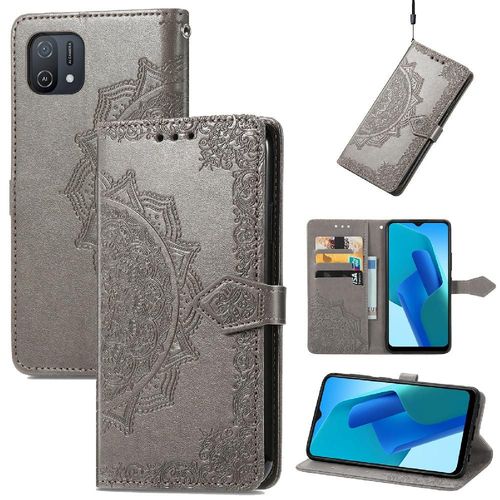 Étui Pour Oppo A16k Couverture Rabotant Motif Exquis Antichoc Simple Entreprise Étui En Cuir - Gris