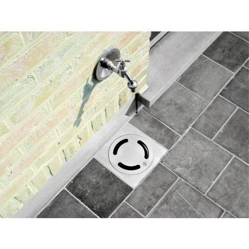 Siphon de sol en inox - 200 x 200 mm - sortie verticale - Netsol ACO