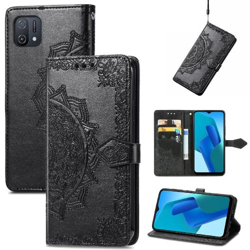 Étui Pour Oppo A16k Antichoc Motif Exquis Étui En Cuir Simple Entreprise Couverture Rabotant - Noir
