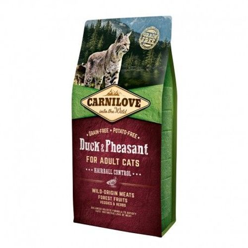 Carnilove -  Croquettes Pour Chat Adult Hairball Control Au Canard Et Au Faisan - 2 Kg