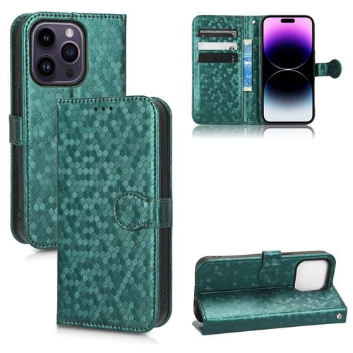 Étui Pour Iphone 15 Pro Max Fermoir Magnétique Couverture Portefeuille En Cuir, Motif Géométrique - Vert