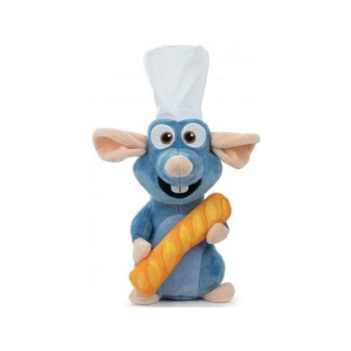 Peluche 31 Cm : Rat Remy Chef De Cuisine Avec Baguette De Pain - Set Doudou Rat Ratatouille + 1 Carte Offerte