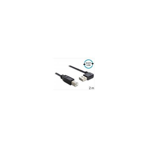 Delock EASY-USB - Câble USB - USB type B (M) pour USB (M) - 2 m - connecteur à 90° - noir