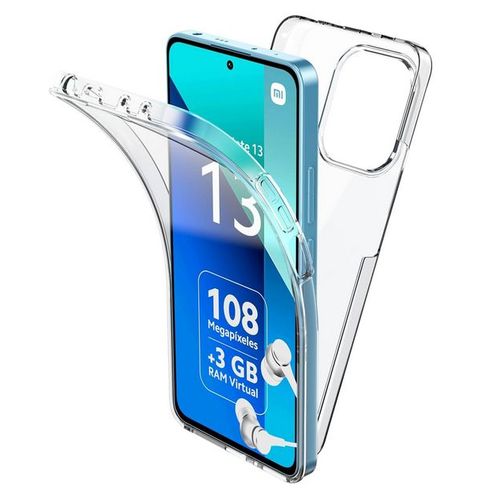 Coque Pour Xiaomi Redmi Note 13 4g - Housse Etui Silicone Gel 360 Integrale + Verre Trempe - Transparent