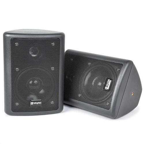 Skytec Paire d'enceintes stéréo à 2 voies pour mur ou plafond - woofer 4¿ - 75W max. - kit de montage inclus - noir