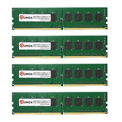 QUMOX mémoire 16Go (4x 4Go)DDR4 2133 2133MHz PC4-17000 PC-17000 (288 broches) DIMM mémoire ordinateur de bureau