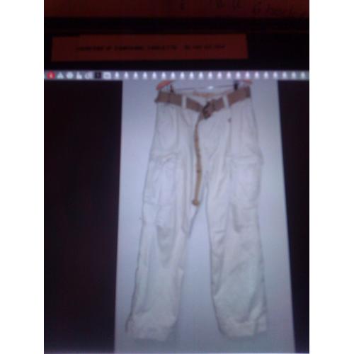 Pantalon Abercrombie & Fitch Specification F5040 Coton L Blanc Cassé 