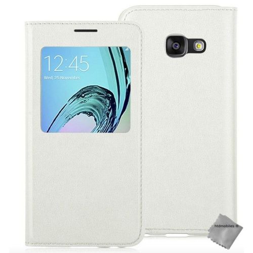 Housse Etui Coque Portefeuille S-View Pour Samsung Galaxy A3 (2017) + Film Ecran - Blanc