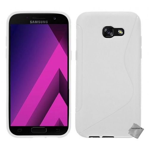 Housse Etui Coque Pochette Silicone Gel Fine Pour Samsung Galaxy A3 (2017) + Verre Trempe - Blanc