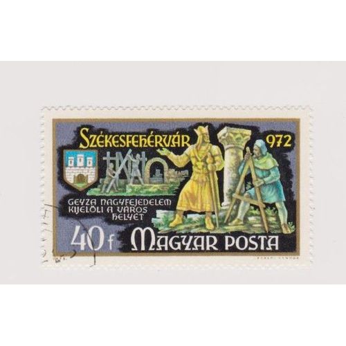 Timbre Hongrie Poste Magyar Peinture Armoiries Médieval Gros Timbre 