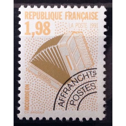 France - Préoblitéré Musique Accordéon 1,98 (Impeccable N° 214) Neuf** Luxe - Cote 4,60€ - Année 1992 - N11877