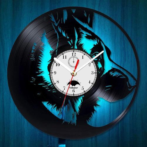Horloge murale en vinyle à DEL de 12 pouces de berger allemand | Cadeaux créatifs pour les amoureux des chiens de berger allemand | Lampe de nuit suspendue Horloge murale lumineuse 7 couleurs.