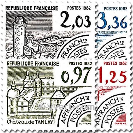 Monuments Historiques (4) Série Complète Année 1982 Timbres Préoblitérés N° 174 175 176 177 Yvert Et Tellier Luxe