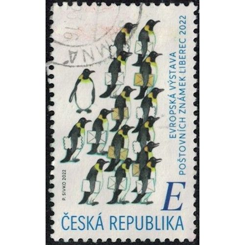 République Tchèque 2022 Oblitéré Used Pingouins Portant Des Lettres Y&t Cz 1024 Su