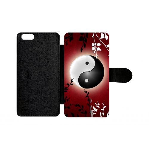 Etui A Rabat - Ying Yang Rouge - Compatible Avec Apple Iphone 6 Plus - Plastique - Bord Noir