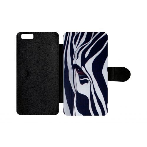 Etui A Rabat - Motif Zebre Noir Et Blanc - Compatible Avec Apple Iphone 6s Plus - Plastique - Bord Noir