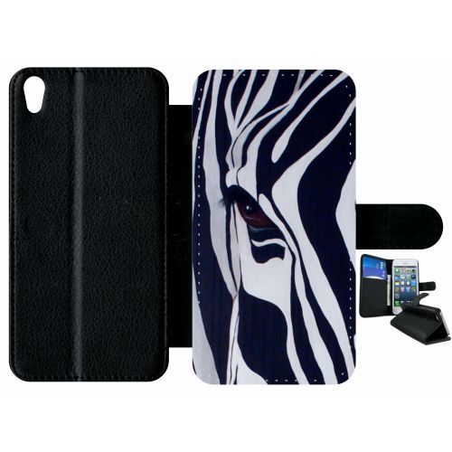 Etui À Rabat Xperia Xa - Motif Zebre Noir Et Blanc - Simili-Cuir - Noir