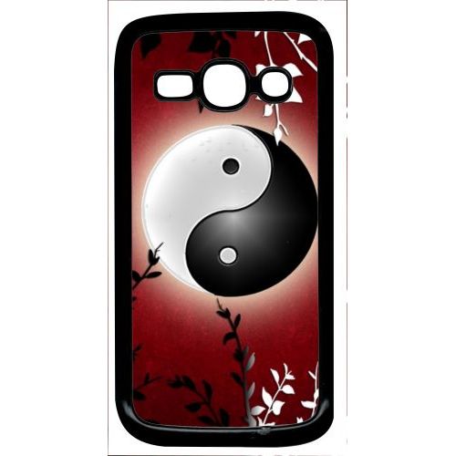 Coque Pour Smartphone - Ying Yang Rouge - Compatible Avec Samsung Galaxy Ace 3 - Plastique - Bord Noir