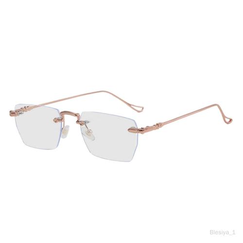 Lunettes De Vue Miroir Plat Sans Monture Anti Lumière Bleue Pour Écrans Cadre En Or Rose 