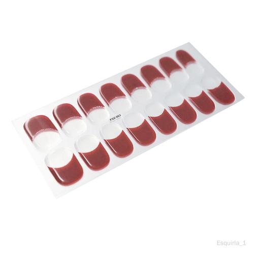 Bandes D'ongles En Gel Semi-Durci, Beauté Pour Filles (16 Pièces), Rouge Foncé