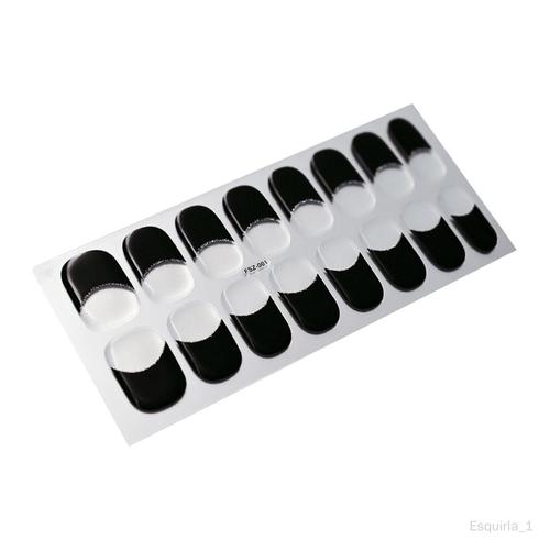 Bandes D'ongles En Gel Semi-Durci, Beauté Pour Filles (16 Pièces), Noir