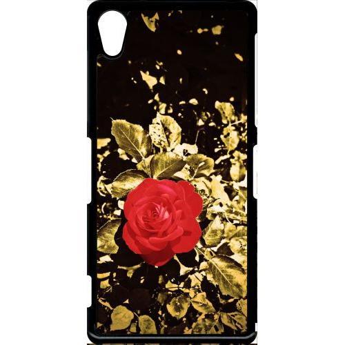 Coque Xperia Z2 - Rose Et Feuille D'or - Noir