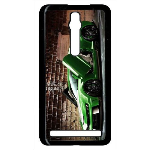 Coque Pour Smartphone - Tuning Voiture Verte Brique - Compatible Avec Asus Zenfone 2 Ze551ml - Plastique - Bord Noir