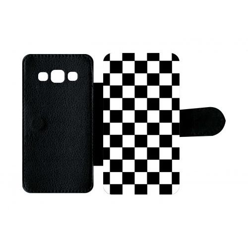 Etui A Rabat - Dammier Noir Et Blanc - Compatible Avec Samsung Galaxy A3 - Plastique - Bord Noir