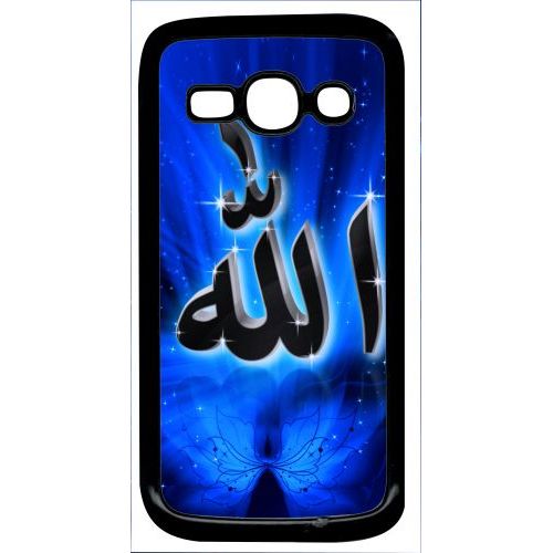 Coque Pour Smartphone - Allah Religion Bleu Nuit - Compatible Avec Samsung Galaxy Ace 3 - Plastique - Bord Noir