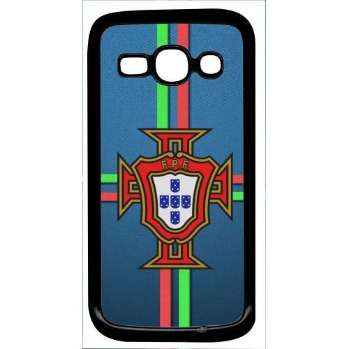 Coque Pour Smartphone - Blason Portugal Bleu - Compatible Avec Samsung Galaxy Ace 3 - Plastique - Bord Noir