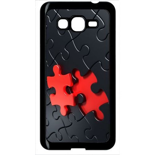 Coque Pour Smartphone - Puzzle One Piece Red - Compatible Avec Samsung Galaxy Grand Prime - Plastique - Bord Noir