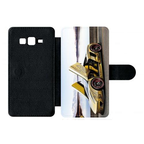 Etui À Rabat Galaxy Grand Prime - Tuning Voiture Jaune - Simili-Cuir - Noir