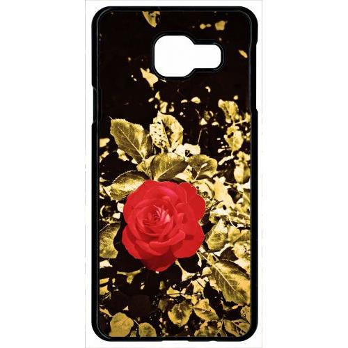 Coque Pour Smartphone - Rose Et Feuille D'or - Compatible Avec Samsung Galaxy A9 (2016) - Plastique - Bord Noir