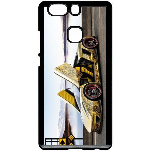 Coque Pour Smartphone - Tuning Voiture Jaune - Compatible Avec Huawei P9 Plus - Plastique - Bord Noir