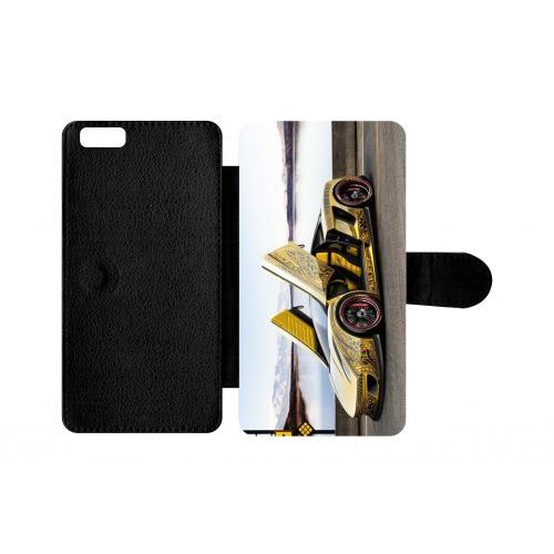 Etui A Rabat - Tuning Voiture Jaune - Compatible Avec Apple Iphone 6 Plus - Plastique - Bord Noir