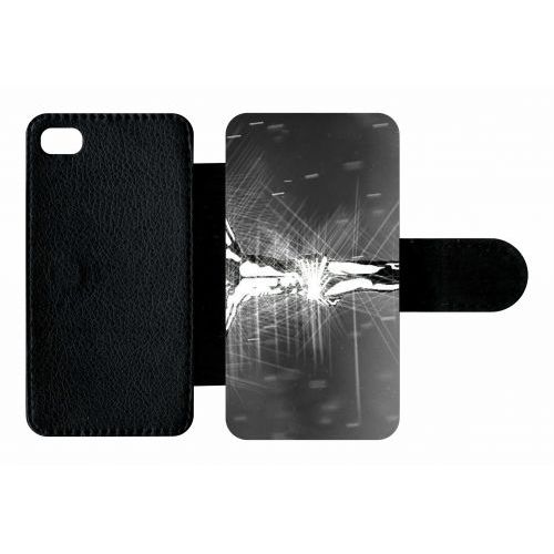 Etui A Rabat - Jésus Croix Noir Et Blanc - Compatible Avec Apple Iphone 4s - Plastique - Bord Noir