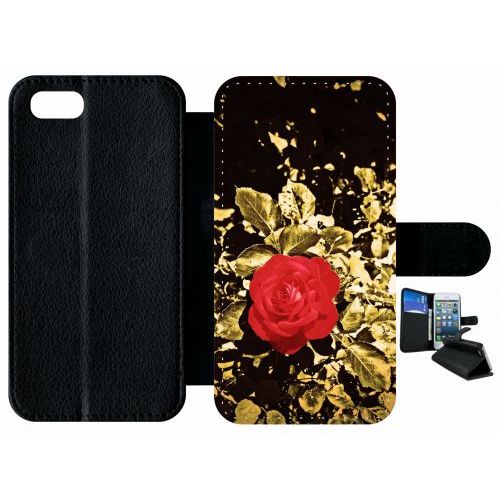 Etui À Rabat Apple Iphone 7 Rose Et Feuille D'or