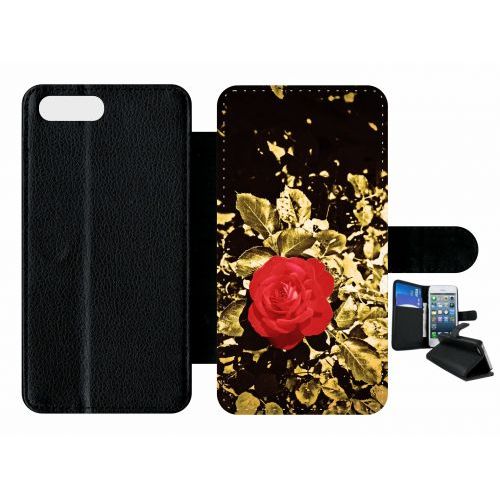 Etui À Rabat Apple Iphone 7+ Plus Rose Et Feuille D'or