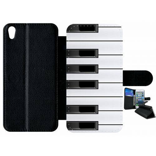 Etui À Rabat Xperia Xa - Touche De Piano Noir Et Blanc - Simili-Cuir - Noir