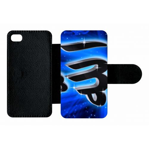 Etui A Rabat - Allah Religion Bleu Nuit - Compatible Avec Apple Iphone 4s - Plastique - Bord Noir