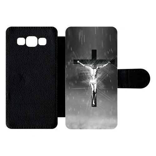 Etui À Rabat Galaxy A5 (2015) - Jésus Croix Noir Et Blanc - Simili-Cuir - Noir