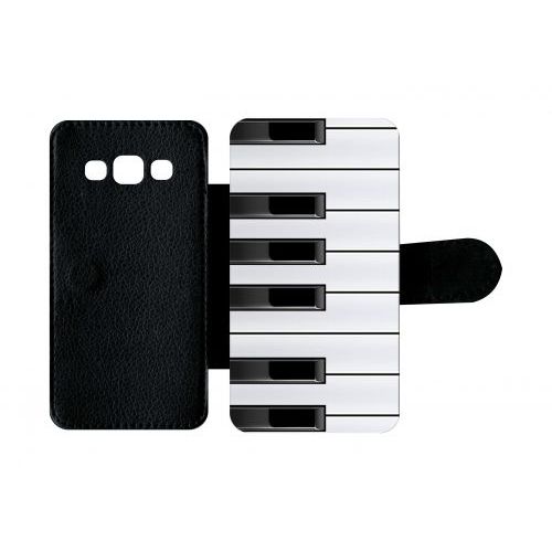 Etui A Rabat - Touche De Piano Noir Et Blanc - Compatible Avec Samsung Galaxy A3 - Plastique - Bord Noir