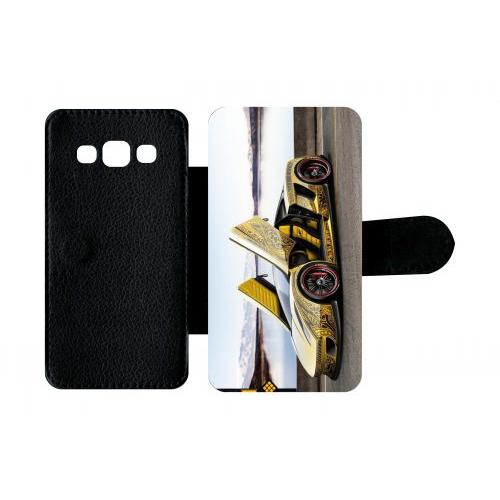 Etui A Rabat - Tuning Voiture Jaune - Compatible Avec Samsung Galaxy A3 - Plastique - Bord Noir