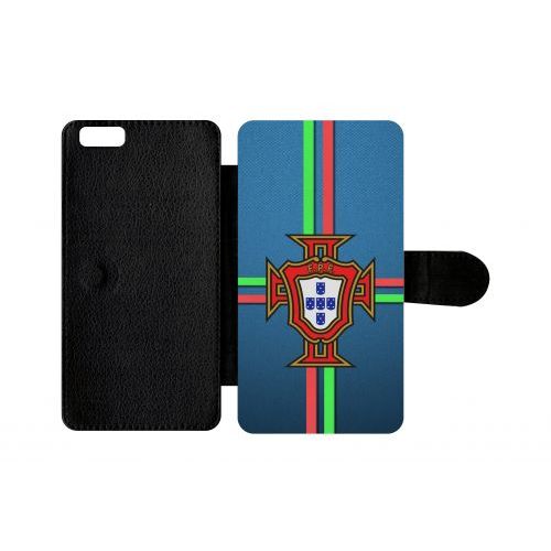 Etui A Rabat - Blason Portugal Bleu - Compatible Avec Apple Iphone 6 Plus - Plastique - Bord Noir