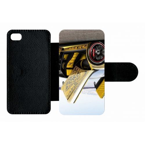 Etui A Rabat - Tuning Voiture Jaune - Compatible Avec Apple Iphone 4s - Plastique - Bord Noir