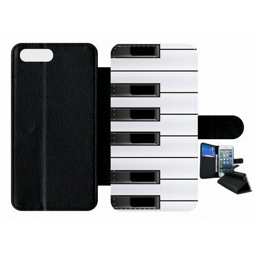 Etui A Rabat - Touche De Piano Noir Et Blanc - Compatible Avec Apple Iphone 7 Plus - Plastique - Bord Noir