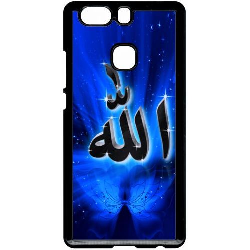 Coque Pour Smartphone - Allah Religion Bleu Nuit - Compatible Avec Huawei P9 Plus - Plastique - Bord Noir