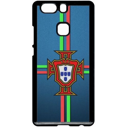 Coque Pour Smartphone - Blason Portugal Bleu - Compatible Avec Huawei P9 Plus - Plastique - Bord Noir