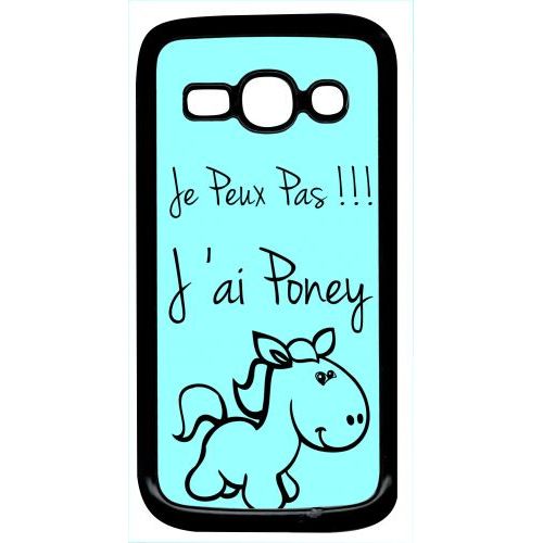 Coque Pour Smartphone - Citation Poney Turquoise - Compatible Avec Samsung Galaxy Ace 3 - Plastique - Bord Noir